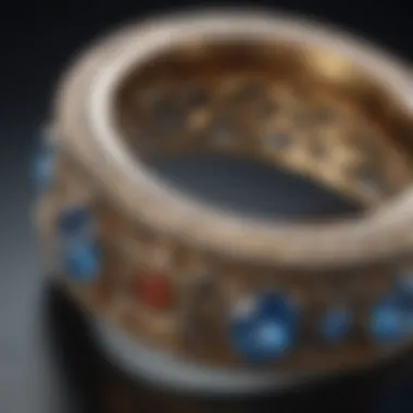 Close-up of a unique ring showcasing intricate details