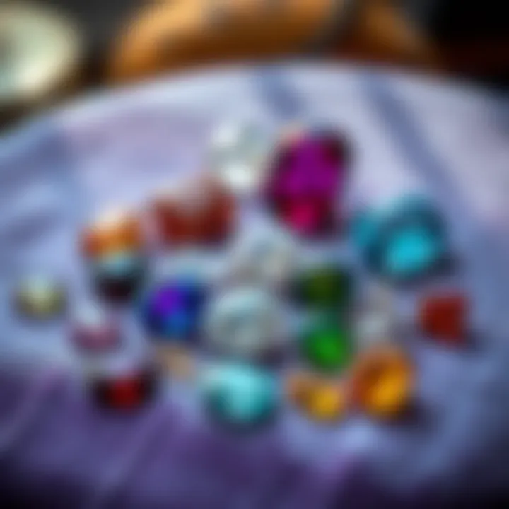 Gemstone Display on Velvet Cloth Various gemstones displayed on a velvet cloth