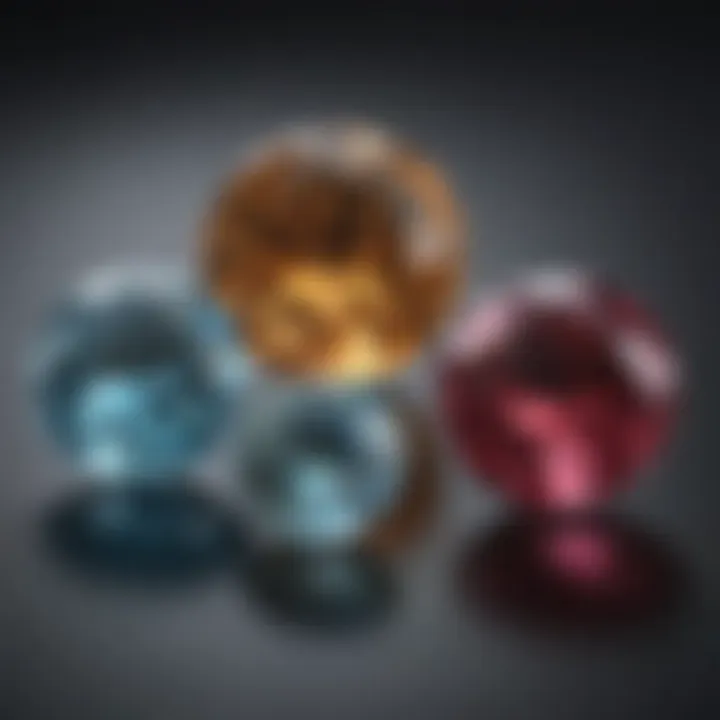 Visual representation of gemstone sizes in different carats