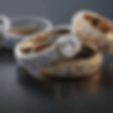 Close-up of complementary metal choices for rings