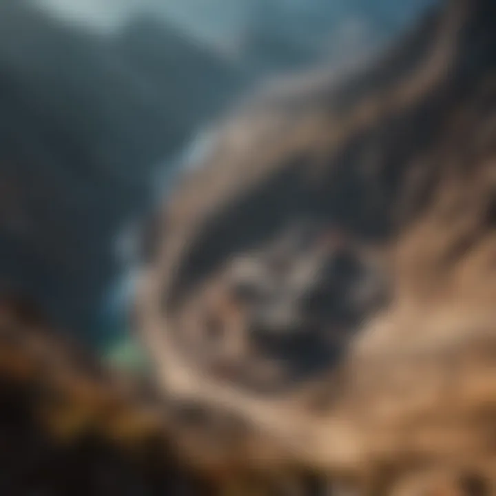 Aerial view of the Himalaya Tourmaline Mine nestled in a mountainous landscape