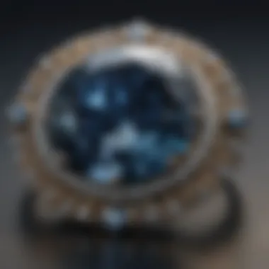 Artistic representation of the Hope Diamond in a royal setting