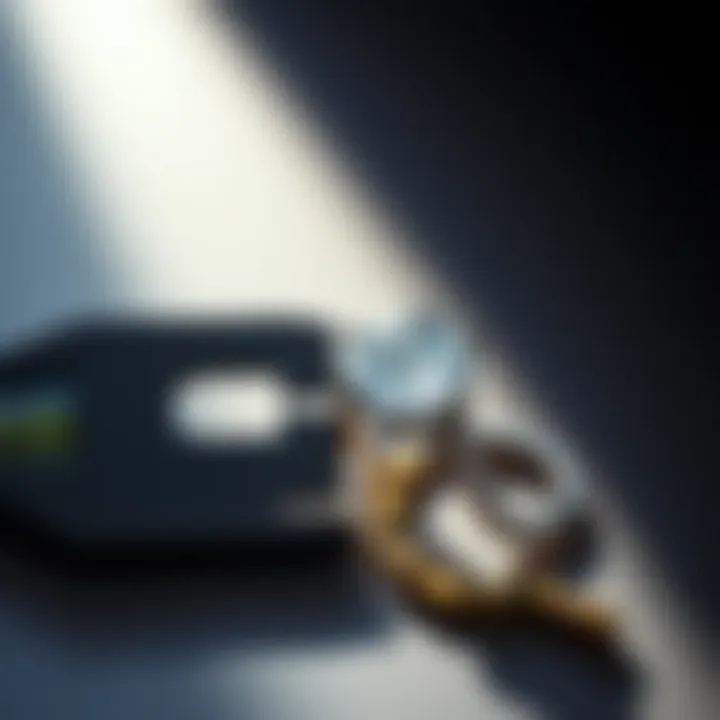 A measuring tool beside a ring to ensure a perfect fit.