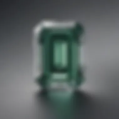 Diagram illustrating the ideal proportions of an emerald cut diamond