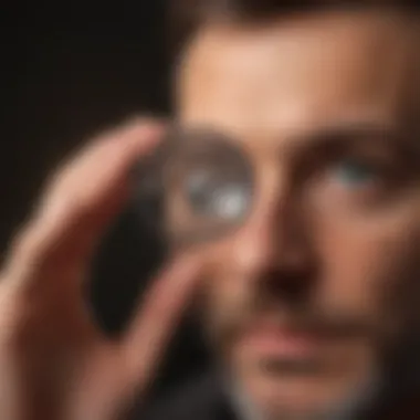 Professional Inspection Techniques for Authenticity Gemologist using a loupe to examine a diamond