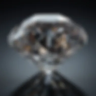 Close-up of a diamond with clear facets reflecting light