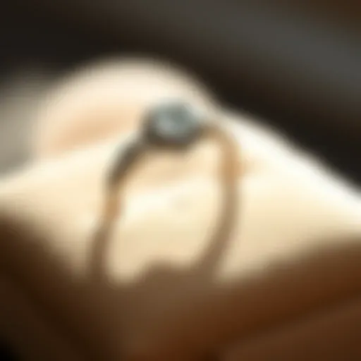Showcasing the Beauty of a Diamond Ring Elegant diamond ring displayed on a soft cushion