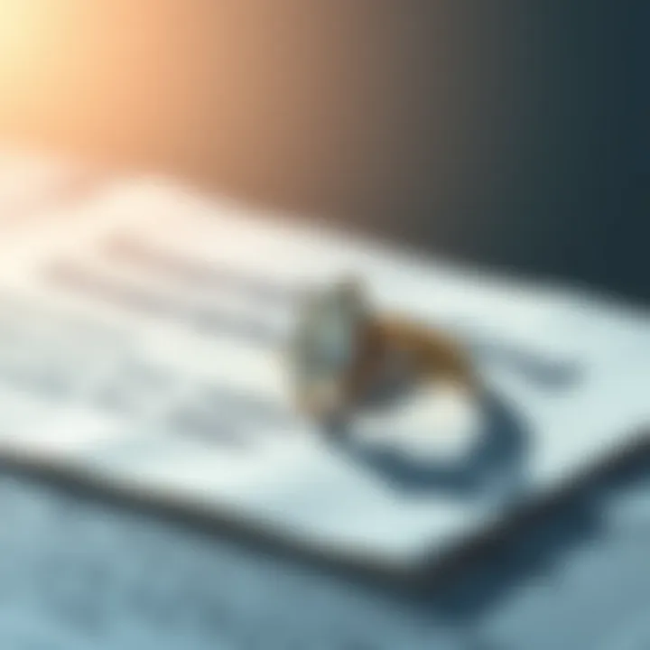 Insurance policy document with a diamond ring in the background