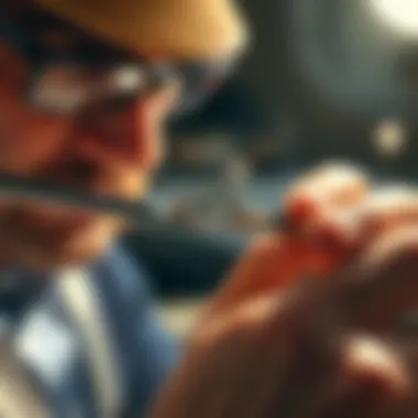 Professional appraisal of a diamond ring with tools