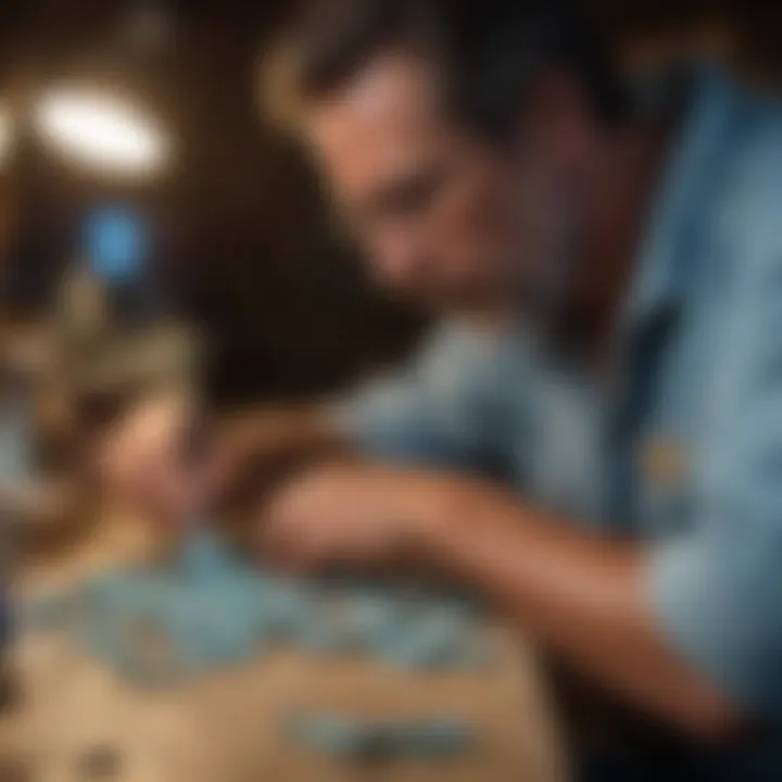 Artisan at work crafting larimar jewelry, highlighting the skill involved in the creation.