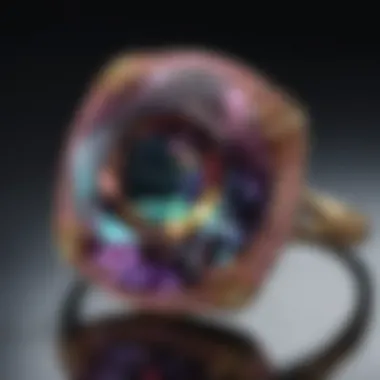 Close-up view of Mystic Topaz gemstone showcasing its vivid colors