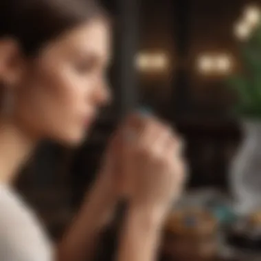 Contemplating the Right Purchase An elegant and serene setting for a potential buyer contemplating a ring purchase