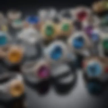 Diverse Styles of Engagement Rings A vibrant jewelry store display with engagement rings of various styles
