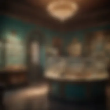 A well-lit vintage jewelry store showcasing Tiffany pieces