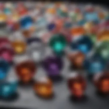 An array of colorful gemstones displayed elegantly