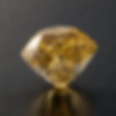 Close-up view of a one carat yellow diamond showcasing its vibrant hue.