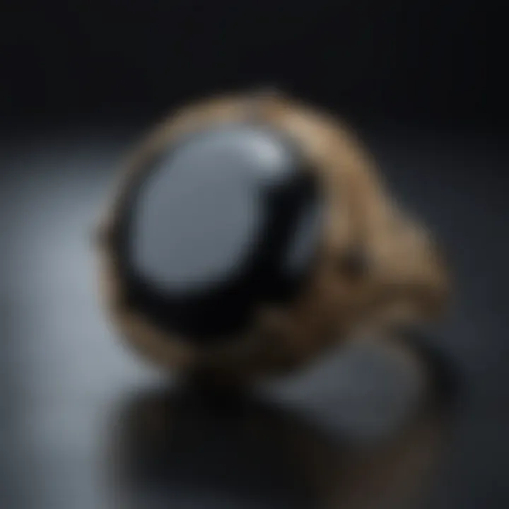 Close-up of polished obsidian jewelry highlighting craftsmanship