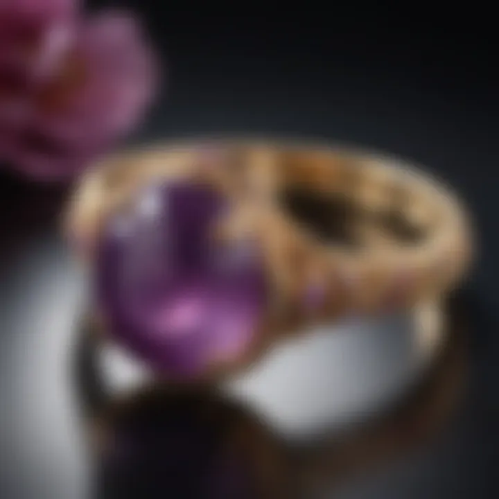 An elegant piece of jewelry made from purple jade, emphasizing its beauty and craftsmanship