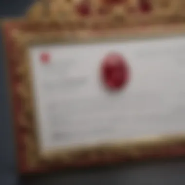 A close-up of a ruby certification document, highlighting the importance of quality assessment in the gemstone market