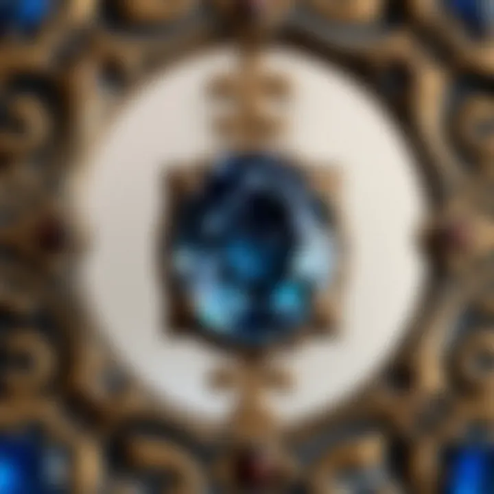 Sapphire stone set in a vintage-style frame