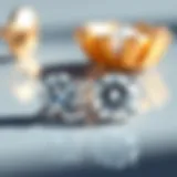 Close-up view of sparkling diamond studs