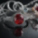 Elegant display of various jewelry pieces on a reflective surface