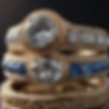 Close-up of a unique engagement ring set highlighting intricate details and craftsmanship