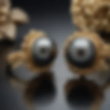 Elegant Jewelry Featuring Tahitian Black Pearls An elegant jewelry piece featuring Tahitian black pearls set in a fine gold setting