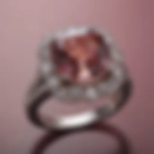 Exquisite pink diamond ring showcased on a velvet background