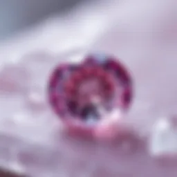 Close-up view of a loose pink sapphire showcasing its unique hue and clarity