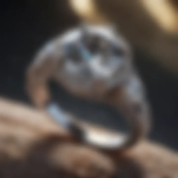 Moissanite meteorite ring set against a cosmic background