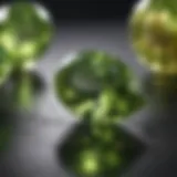 Close-up of a polished peridot gemstone showcasing its vibrant green color and clarity.