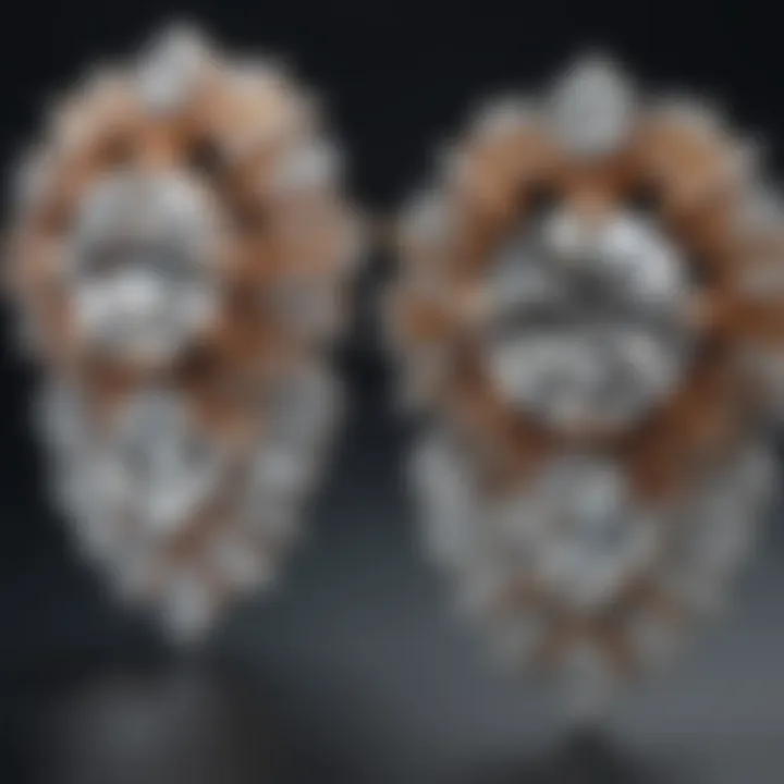 Close-up of intricate diamond earring craftsmanship