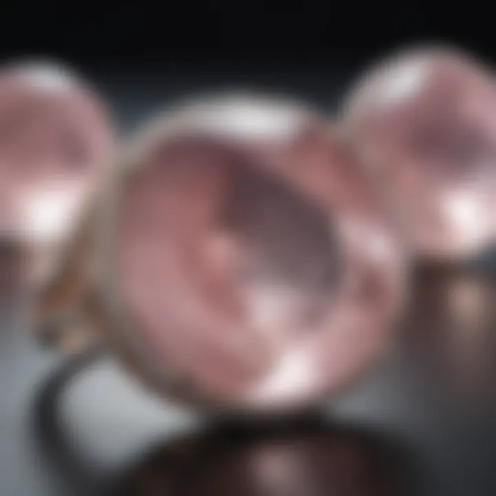 A close-up view of rose quartz highlighting its unique hues and inclusions.