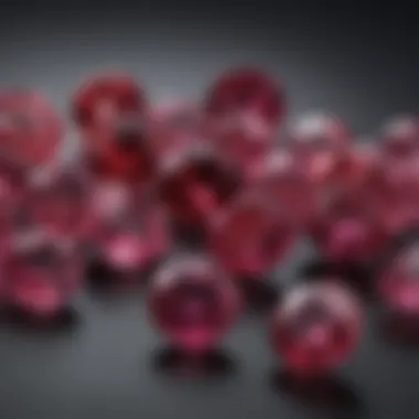 A collection of rhodolite garnet gemstones in various shapes and sizes, displaying their versatility.