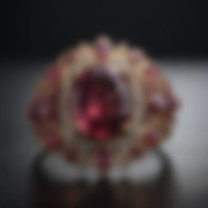 Artistic representation of rhodolite garnet jewelry, emphasizing its elegance.