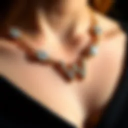 Close-up view of the intricate design details of the Harry Winston logo necklace