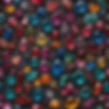 Aesthetic Appeal of Uncut Gemstones Stunning uncut gemstones arranged aesthetically on a display