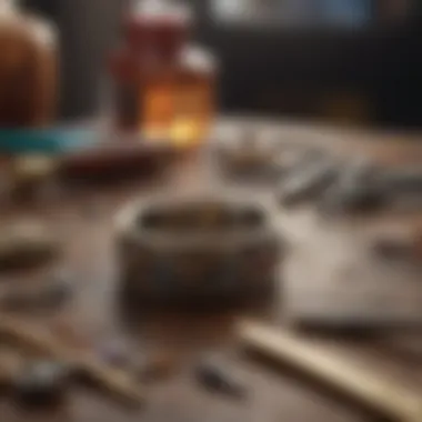Artisan's Tools for Crafting Signet Rings An artisan's workspace filled with tools for crafting signet rings