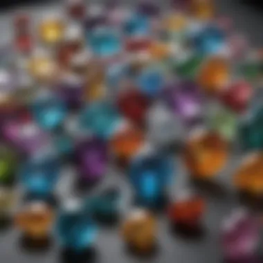 Assorted gemstones in various shapes and colors