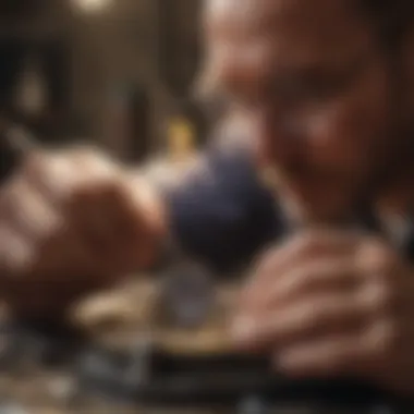Jeweler Crafting with Precision Close-up of a jeweler working on a piece with tools