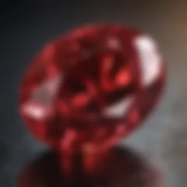 Close-up of a certified ruby gemstone with clarity characteristics