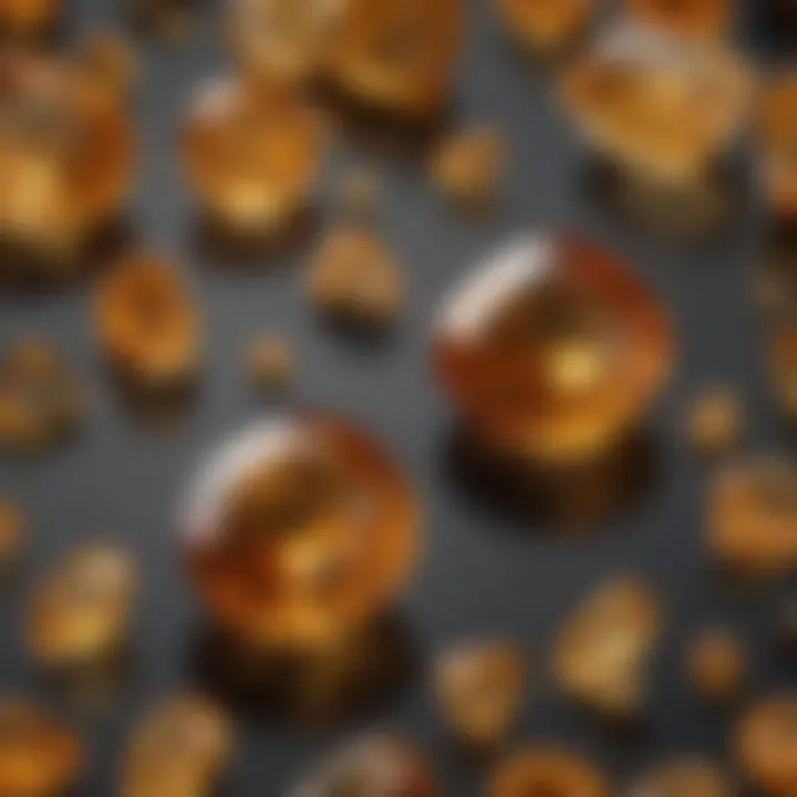 An artistic representation of citrine and topaz side by side, highlighting their color differences