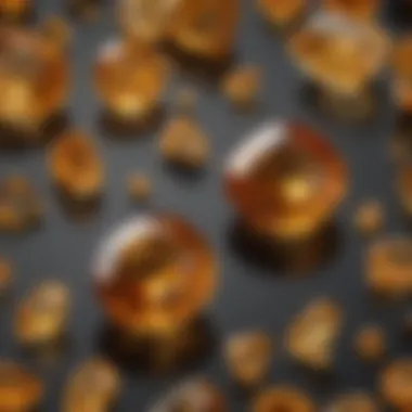 Citrine and Topaz Comparison An artistic representation of citrine and topaz side by side, highlighting their color differences
