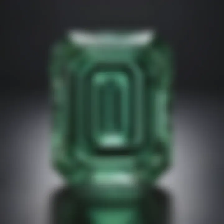 A stunning display of a 3.5 carat emerald cut diamond under soft lighting.