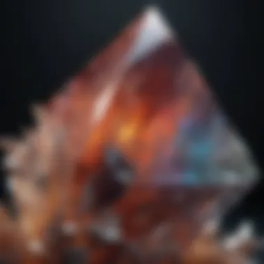 Nature's Geometry in Crystals A close-up of a crystal with intricate patterns reflecting light