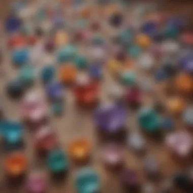 Diverse Healing Crystals An array of vibrant healing crystals displayed on a natural wooden surface
