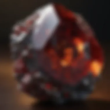 Raw Garnet Stone Close-up Close-up of a raw garnet stone, emphasizing its texture and natural beauty