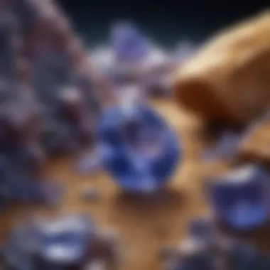 Geological Formation of Tanzanite A geological diagram illustrating the formation of tanzanite in the earth's crust.