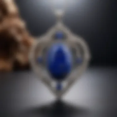 Contemporary Lapis Lazuli Pendant A beautifully crafted lapis lazuli pendant set in silver, illustrating contemporary jewelry design